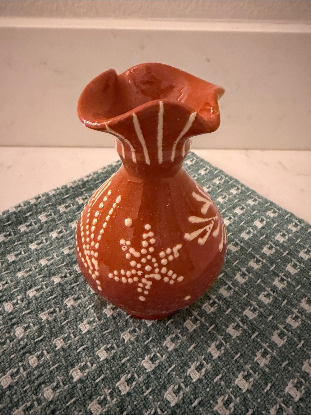 Handcrafted Terracotta Orange Decorative Bud Vase